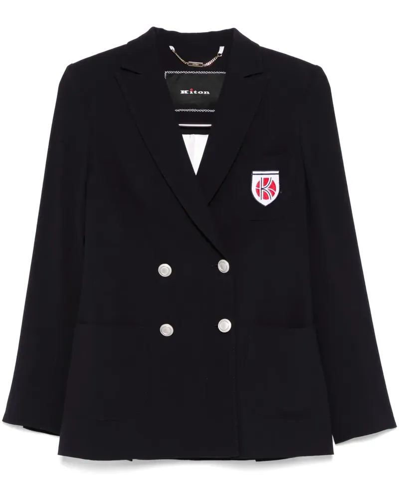 Kiton Sakko mit Logo-Patch - Blau Blau