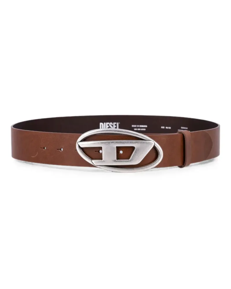 Diesel Oval D Gürtel mit Logo-Schild - Braun Braun