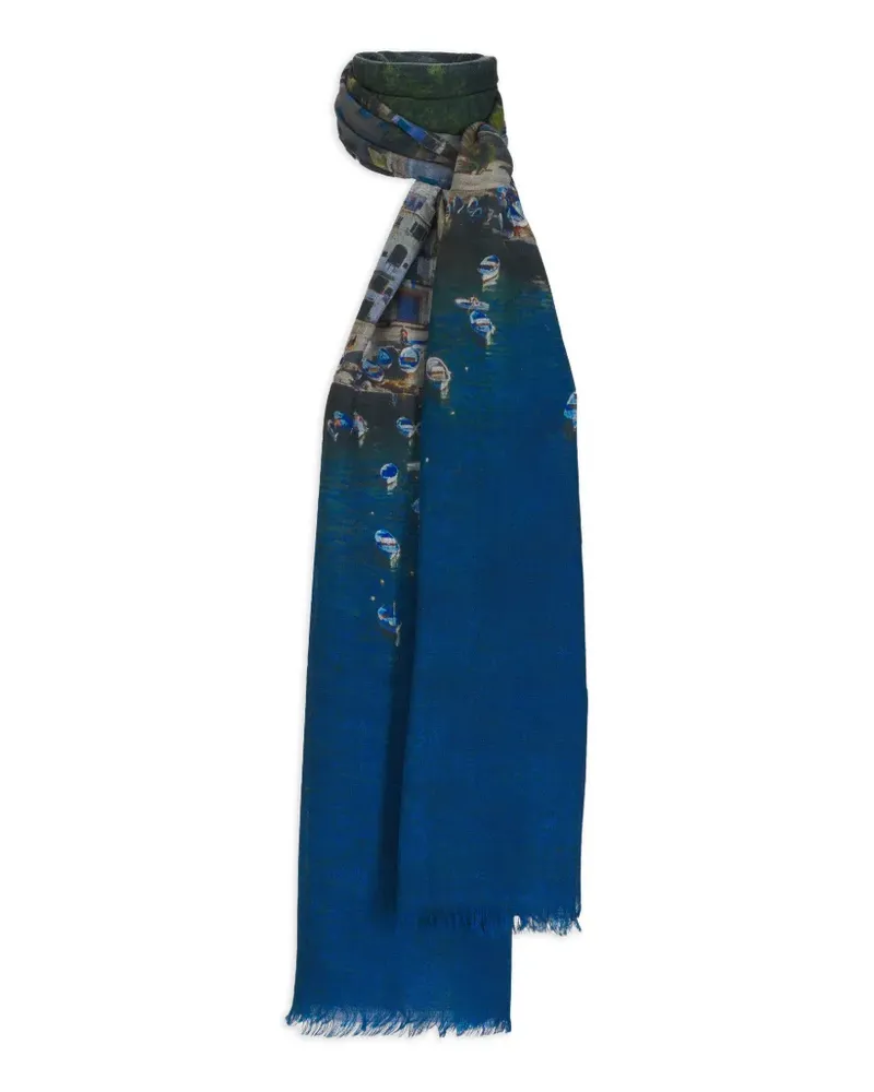 Akris Schal mit Boot-Print - Blau Blau