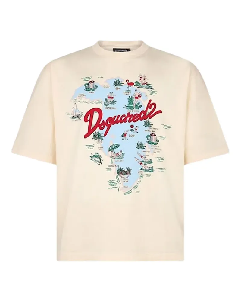 Dsquared2 T-Shirt mit Aloha-Print - Weiß Weiß