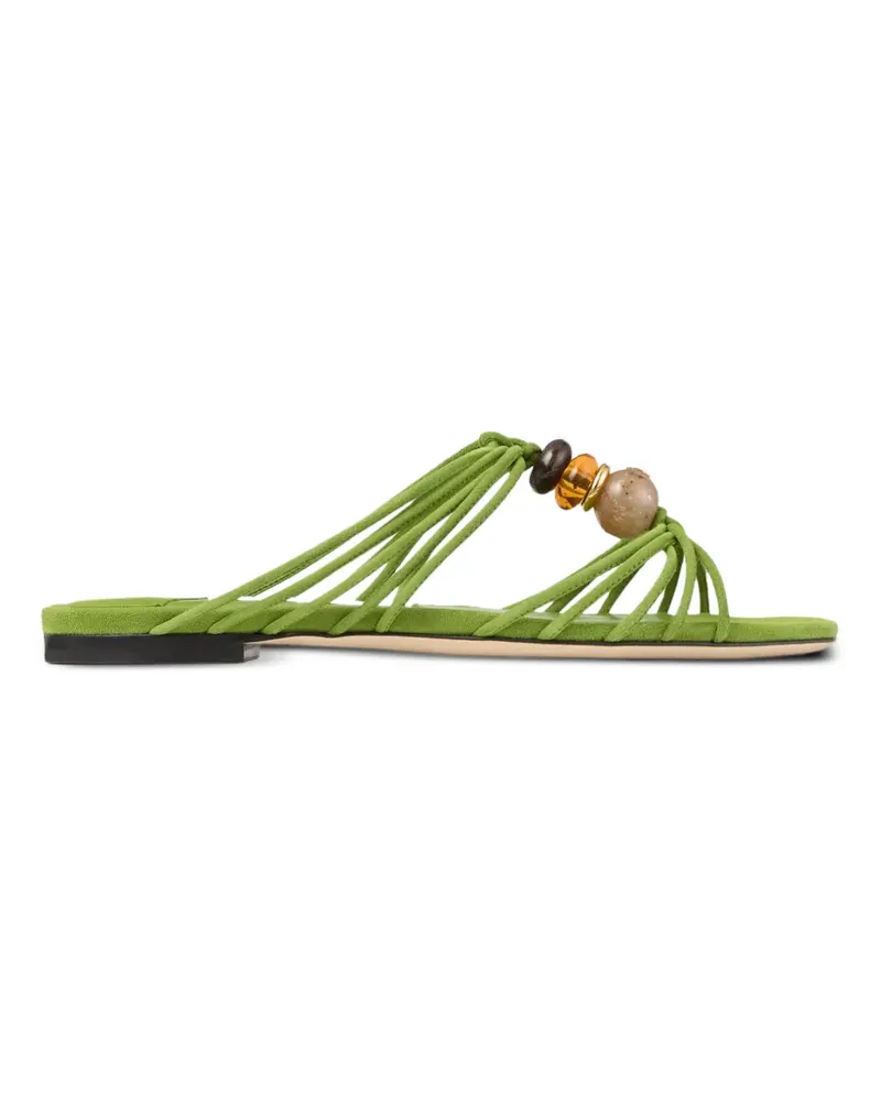 Jimmy Choo Lova Flat bead-embellished mules - Grün Grün