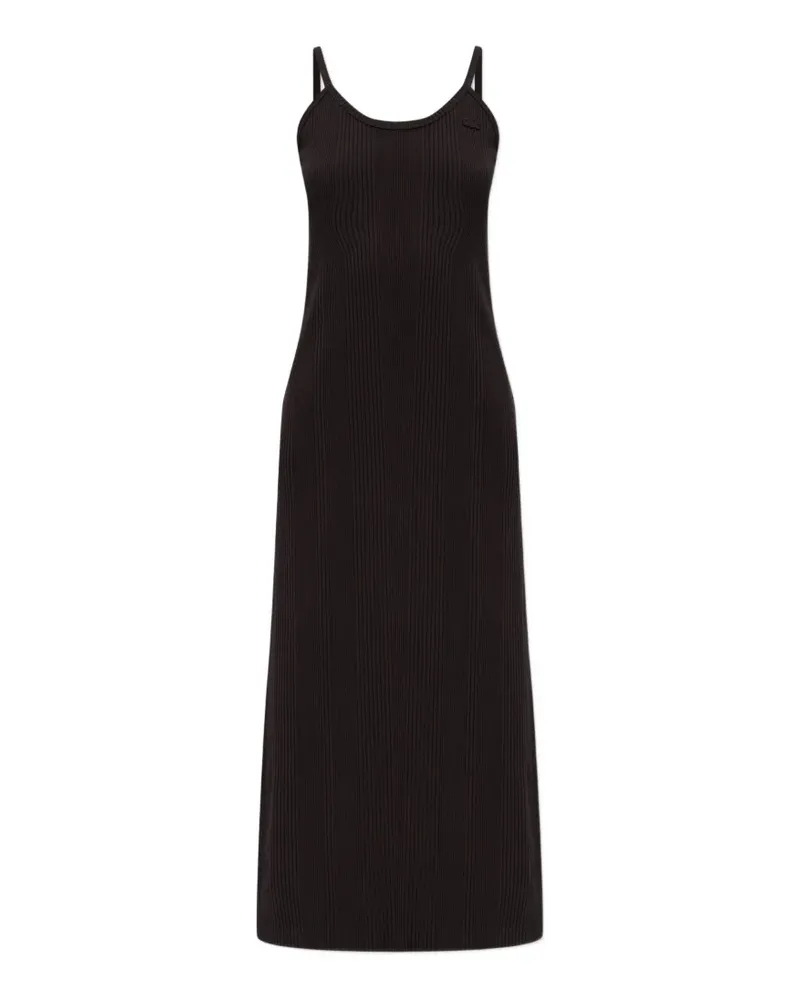 Lacoste ribbed-knit logo-patch dress - Braun Braun