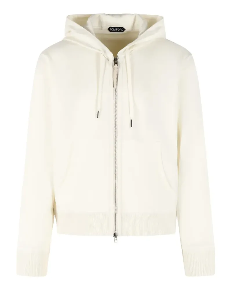 Tom Ford drawstring zip cashmere hoodie - Nude Nude