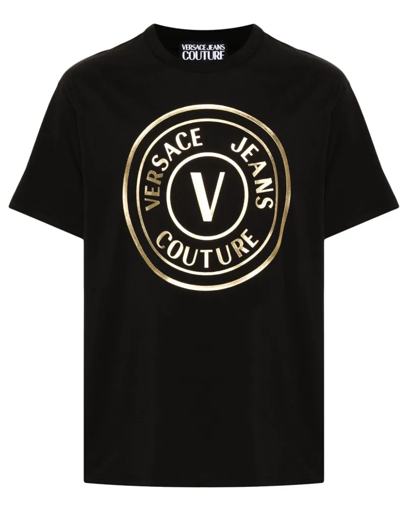 Versace Jeans T-Shirt mit Logo-Print Schwarz