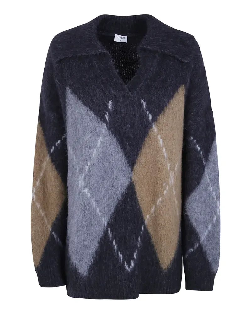 Filippa K argyle-knit V-neck sweater - Grau Grau