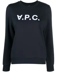 A.P.C. Sweatshirt mit Logo-Print Blau