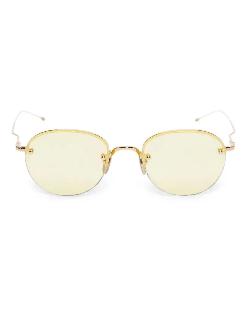 Thom Browne semi-rimless oval-frame sunglasses - Gold Gold