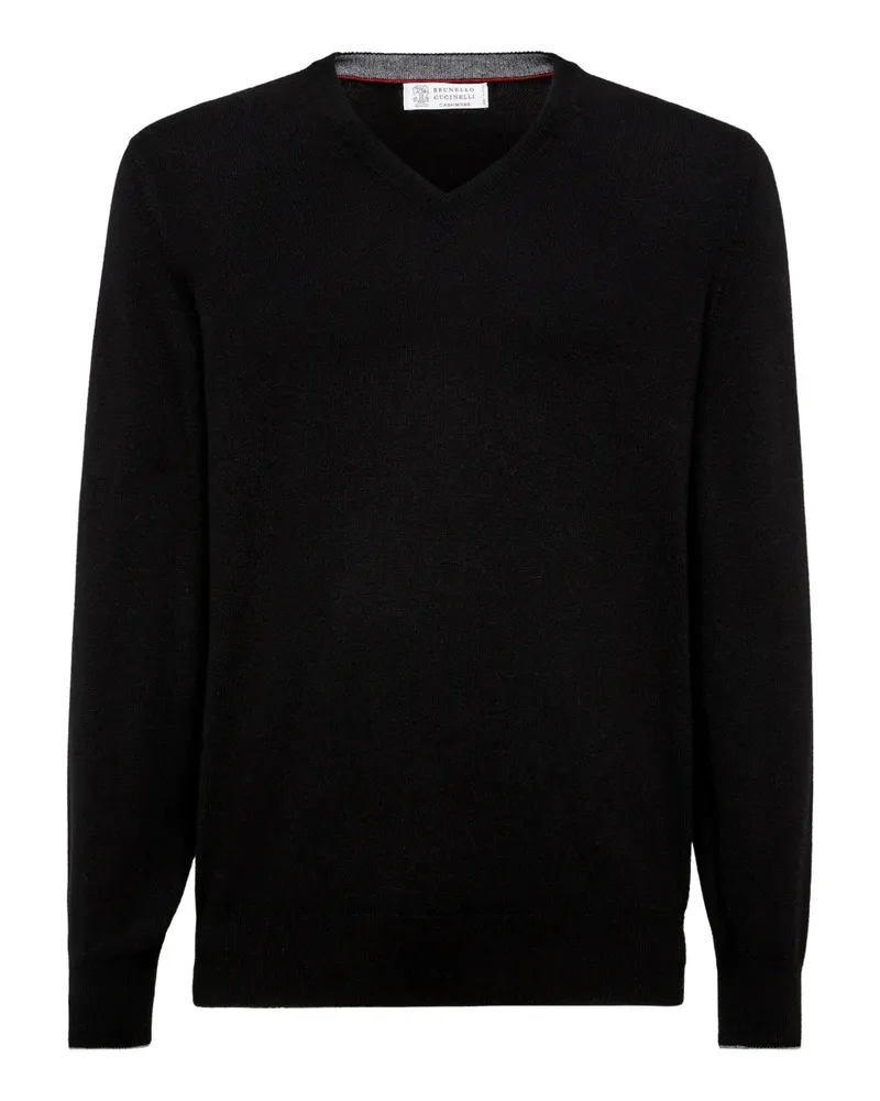 Brunello Cucinelli Kaschmirpullover mit V-Ausschnitt - Schwarz Schwarz