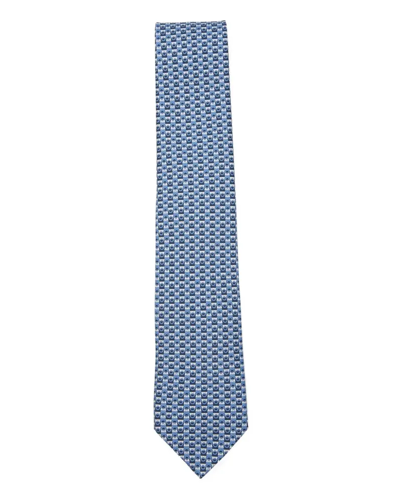 Ferragamo Gancini-patterned tie - Blau Blau