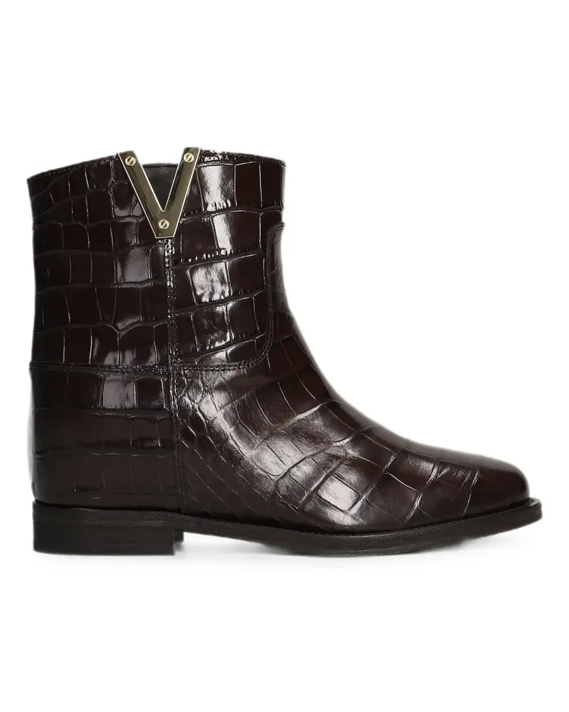 Via Roma 15 croc-effect internal wedge-heel ankle boots - Braun Braun