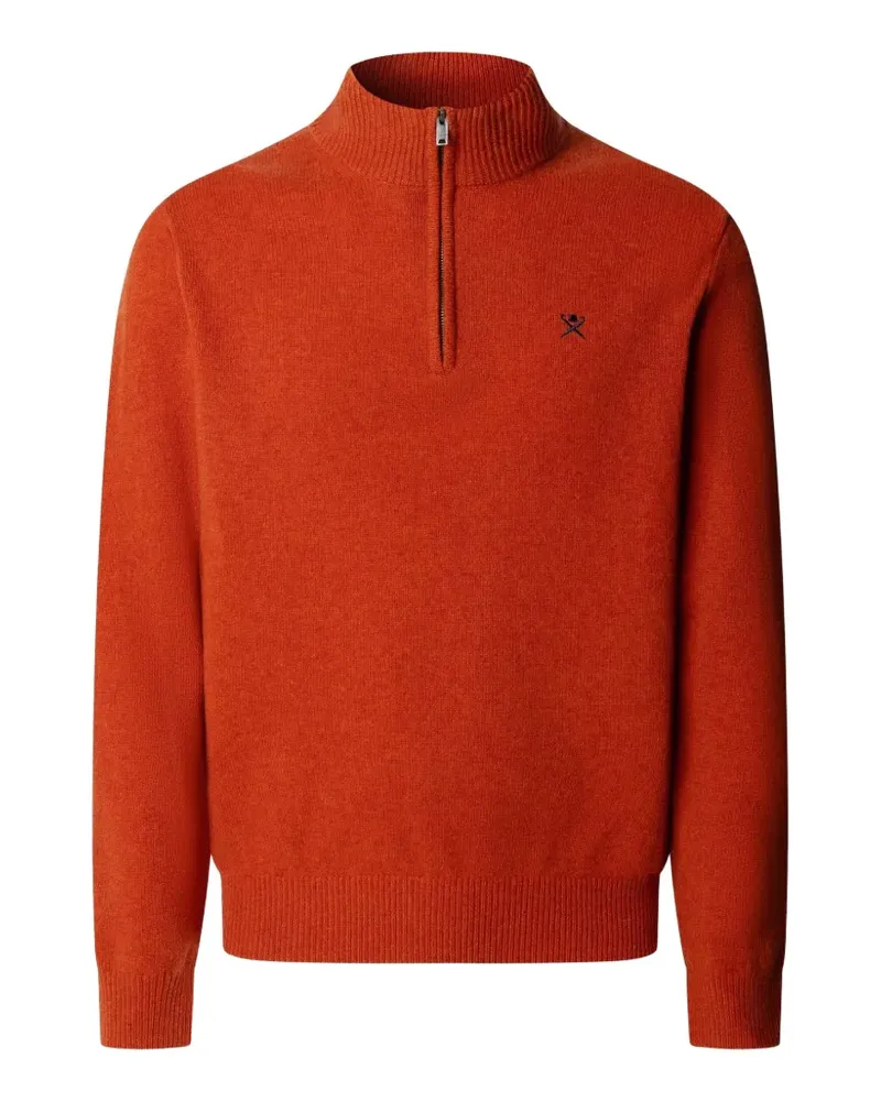 Hackett London Pullover aus Lammwolle mit kurzem Reißverschluss - Orange Orange