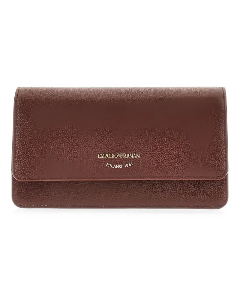Emporio Armani logo-print pebbled leather mini bag - Braun Braun