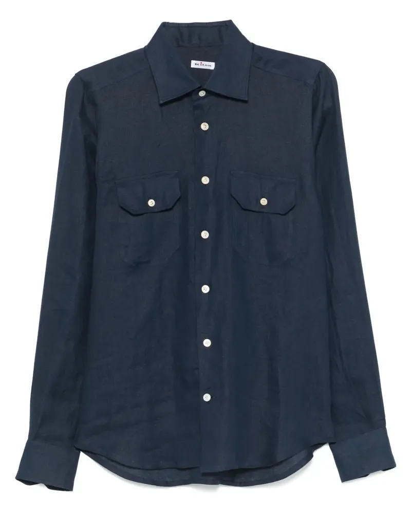Kiton Hemd aus Leinen - Blau Blau