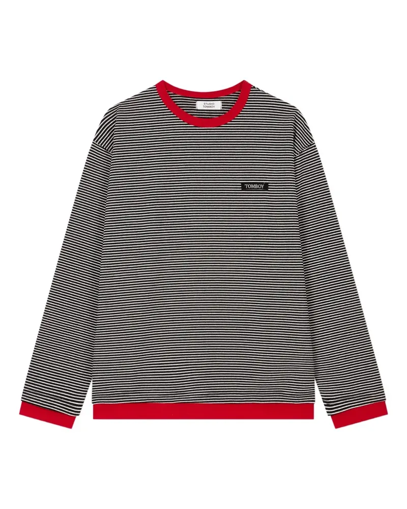 STUDIO TOMBOY Gestreiftes T-Shirt - Schwarz Schwarz