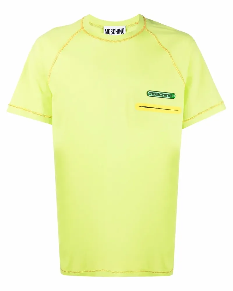 Moschino T-Shirt mit Logo-Patch - Grün Grün