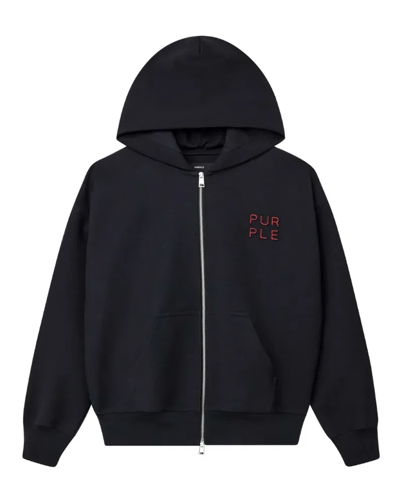 PURPLE BRAND logo-embroidered zip-up hoodie - Schwarz Schwarz