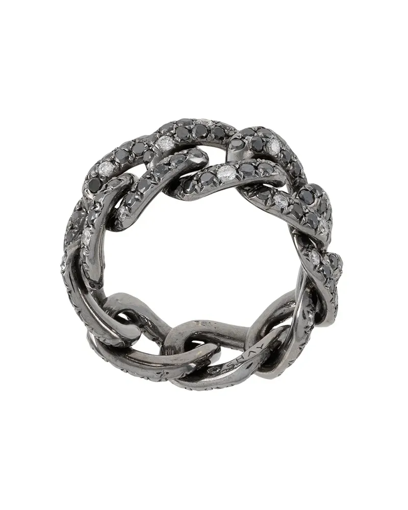 SHAY Jumbo 18kt Twinkle Schwarzgoldring mit Diamanten Schwarz