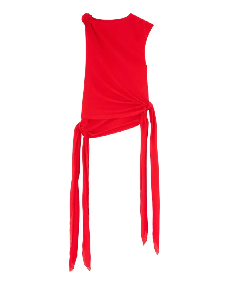 Ganni Asymmetrisches Tanktop mit Knotendetail - Rot Rot