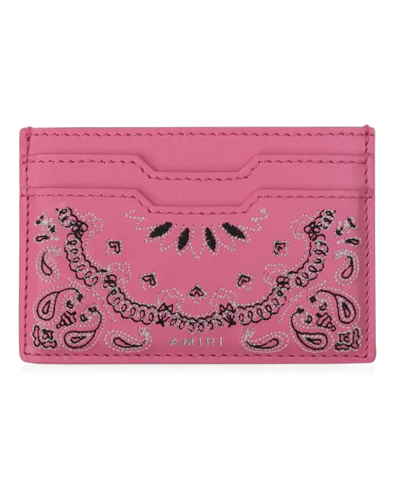 Amiri Bandana-embroidered card holder - Rosa Rosa