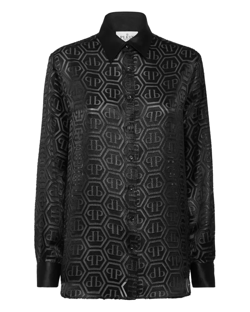 Philipp Plein Hemd mit Monogrammmuster - Schwarz Schwarz