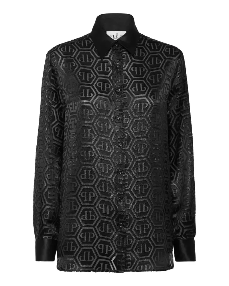 Philipp Plein Hemd mit Monogrammmuster - Schwarz Schwarz