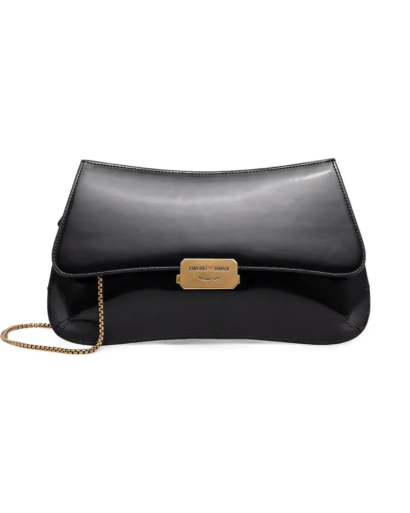 Emporio Armani Clutch mit Logo-Gravur - Schwarz Schwarz