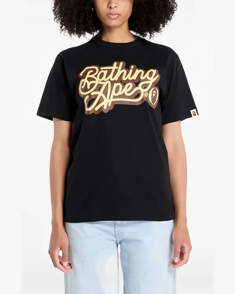BAPE x A BATHING APE Script T-Shirt mit Logo - Schwarz Schwarz