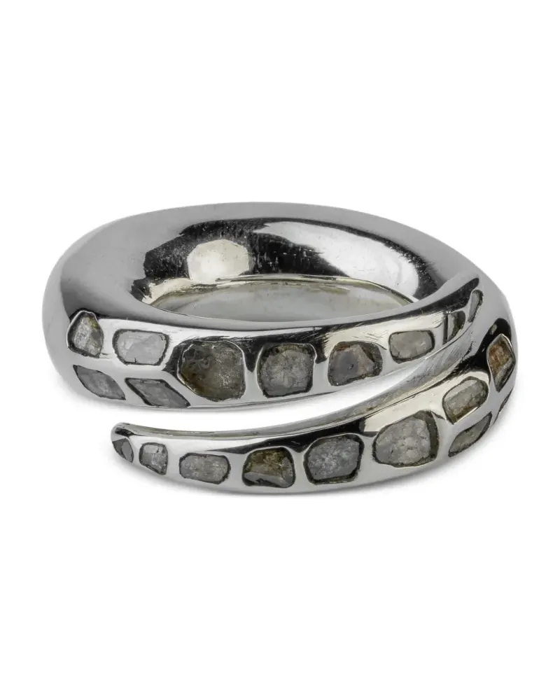 Parts Of Four Split Arc Pavé-Ring - Silber Silber
