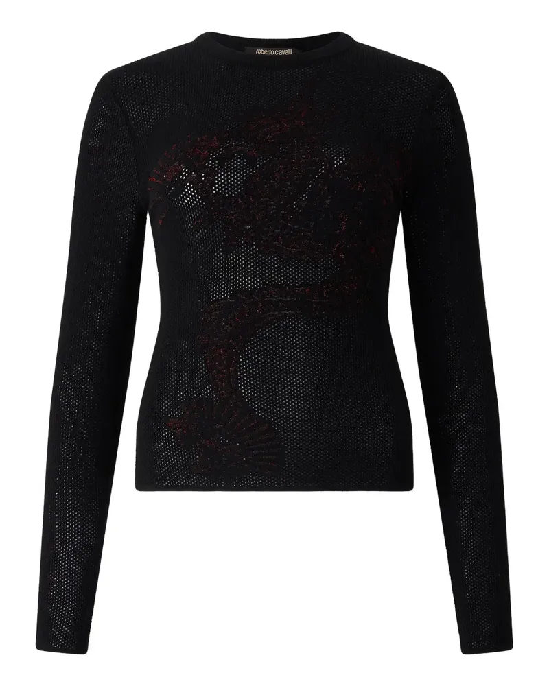 Roberto Cavalli Pullover mit Drachenverzierung - Schwarz Schwarz