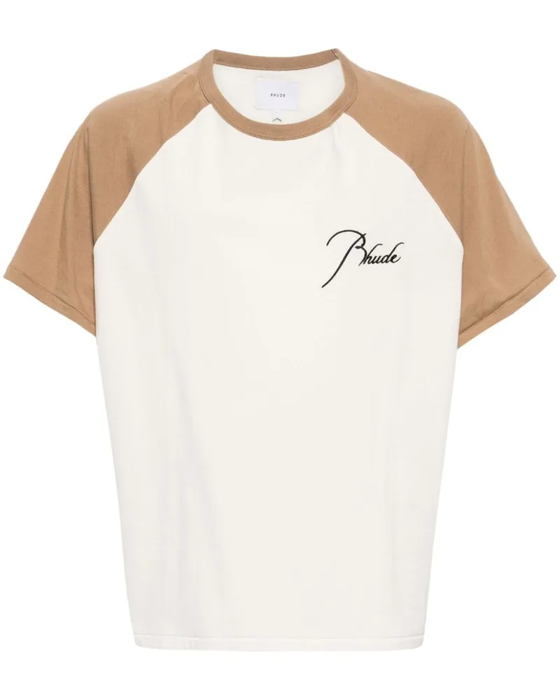 RHUDE colour-block cotton T-shirt Nude