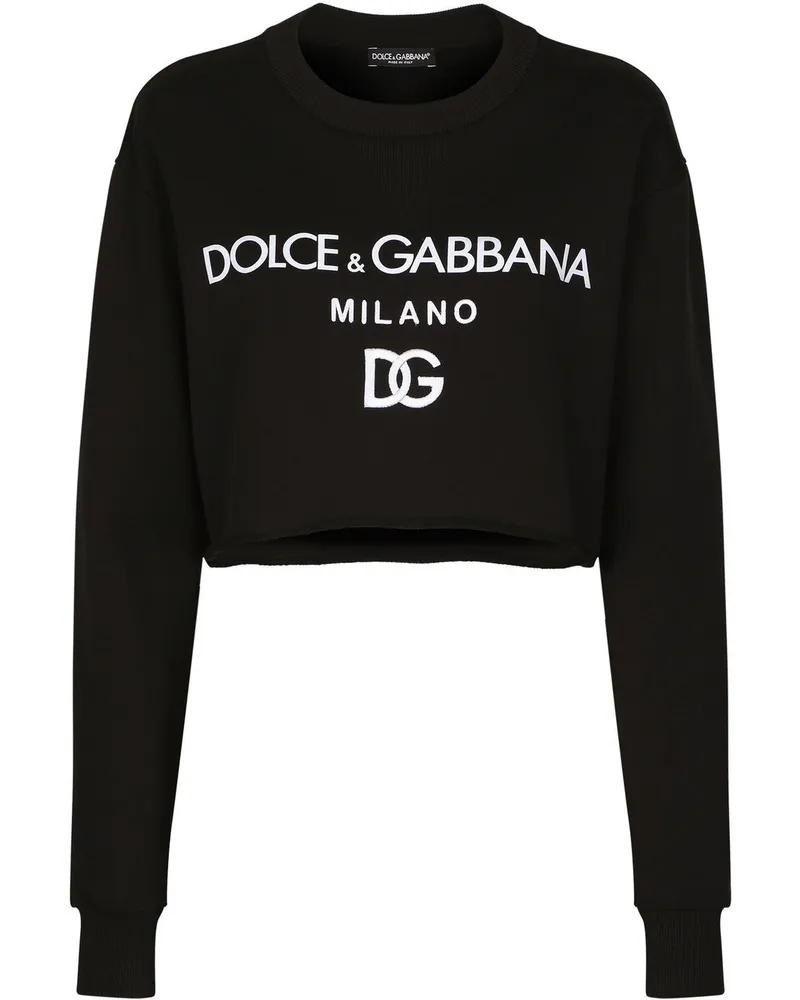 Dolce & Gabbana Cropped-Sweatshirt mit Logo-Print - Schwarz Schwarz
