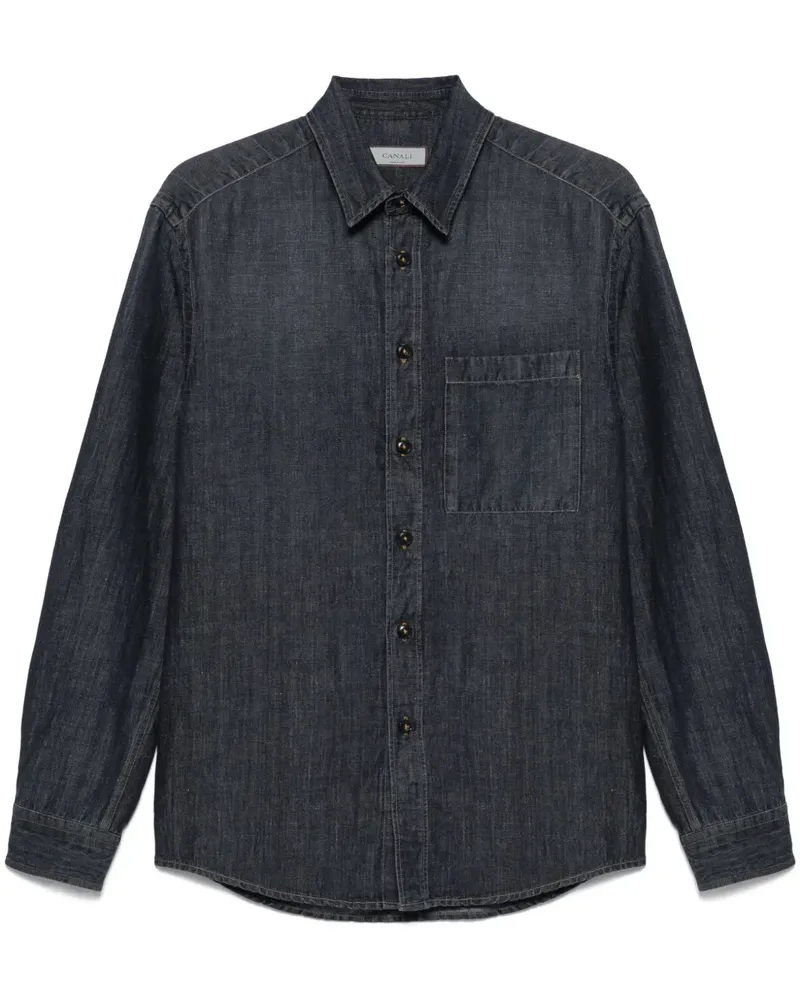 Canali Klassisches Jeanshemd Blau