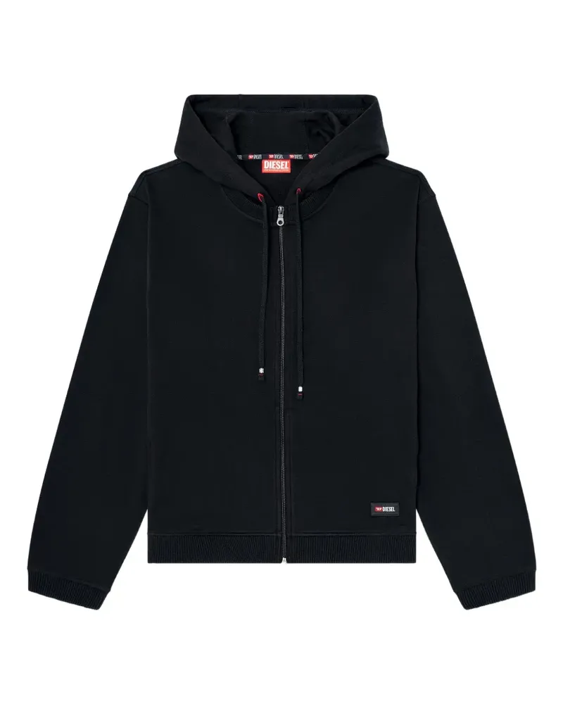 Diesel logo-detail zip-up cotton hoodie - Schwarz Schwarz
