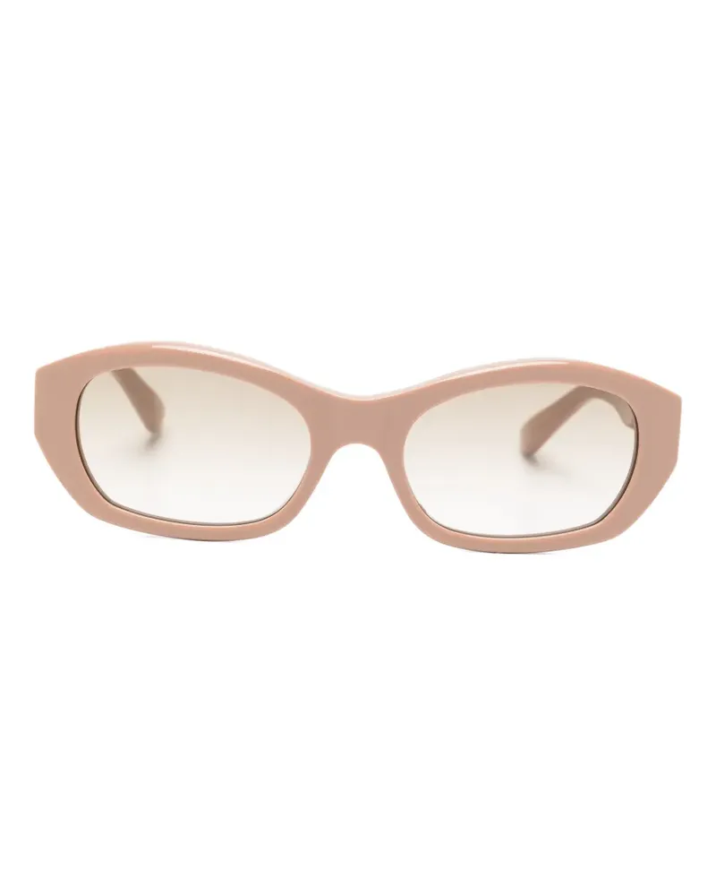 Balenciaga Ovale Sonnenbrille mit Logo - Nude Nude