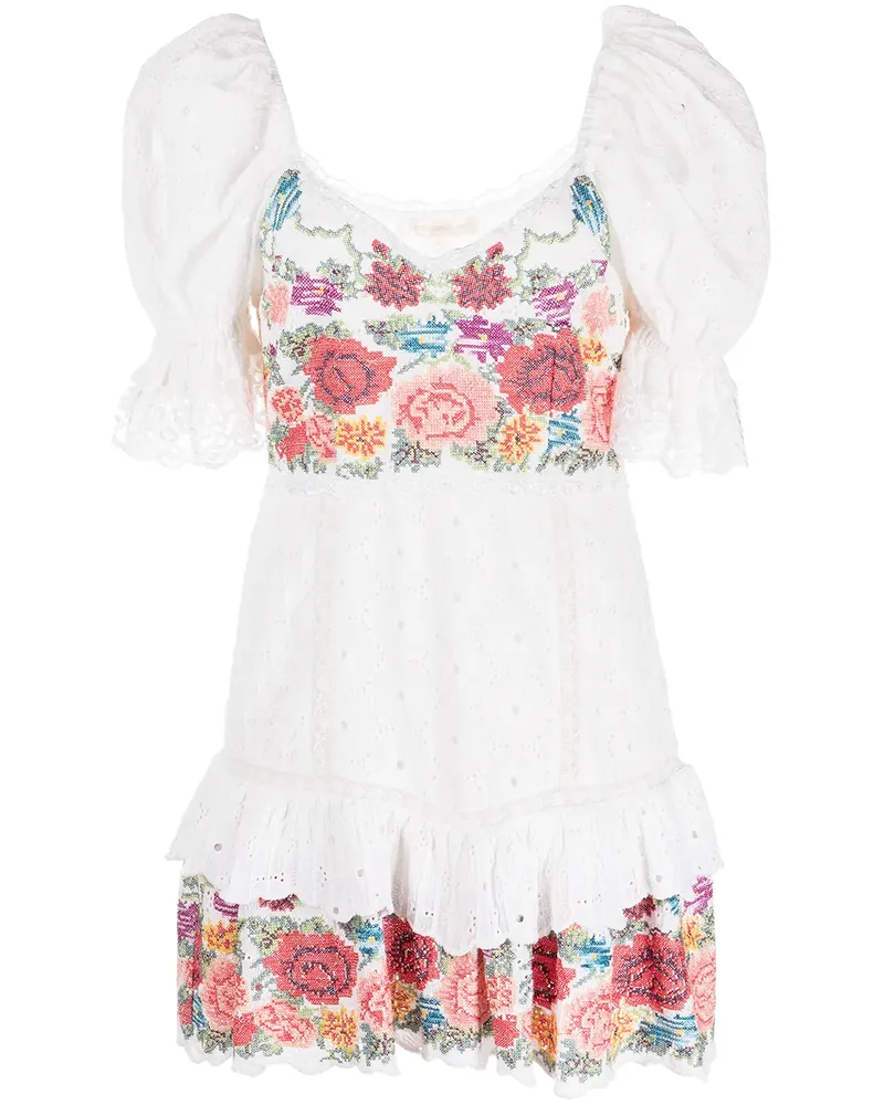 LoveShackFancy Thressey Minikleid - Weiß Weiß