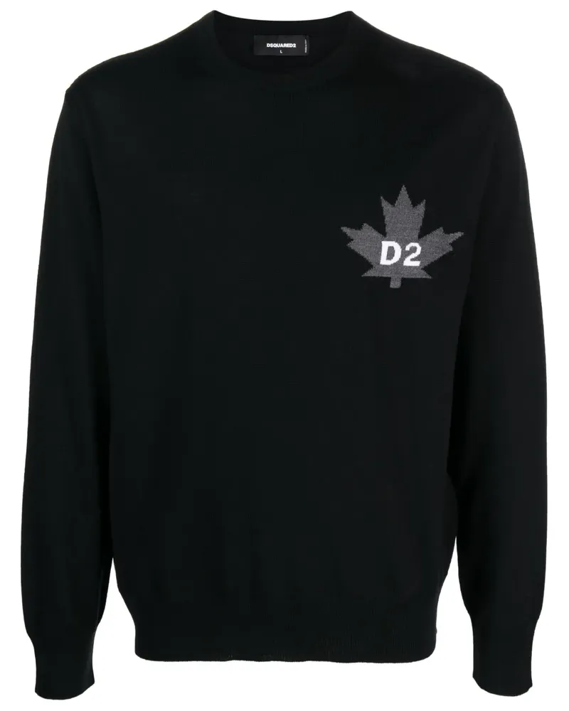 Dsquared2 Pullover mit Ahornblatt-Motiv - Schwarz Schwarz