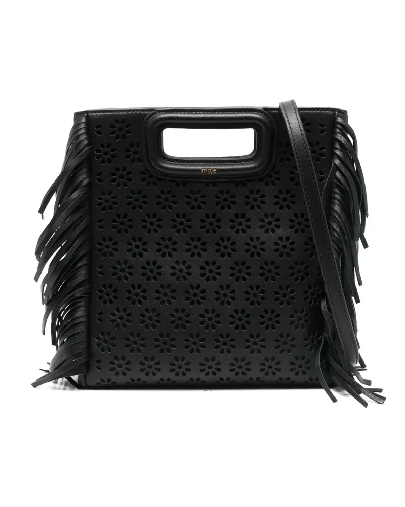 Maje M Tote Bag mit Lochmuster - Schwarz Schwarz
