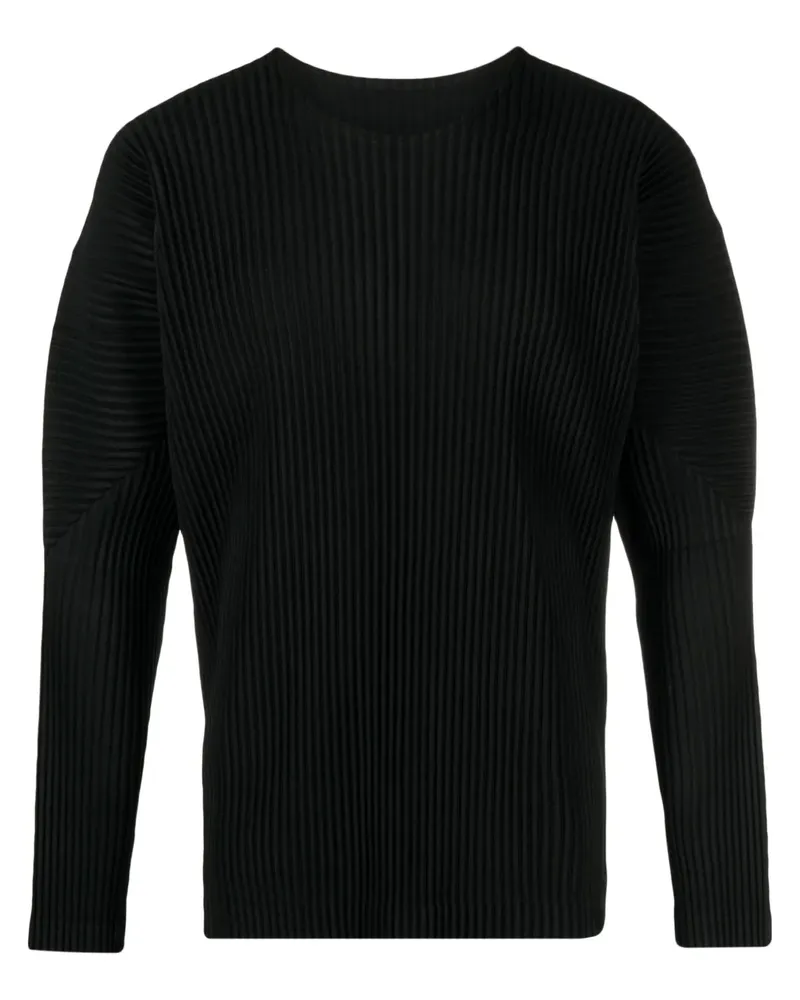 Issey Miyake Plissiertes T-Shirt - Schwarz Schwarz