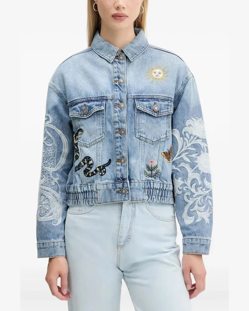 Desigual embroidered denim jacket - Blau Blau