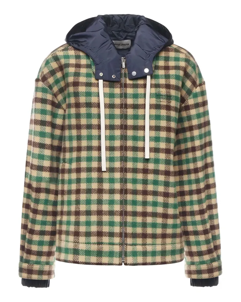 Miu Miu Kapuzenjacke mit Vichy-Karo - Grün Grün