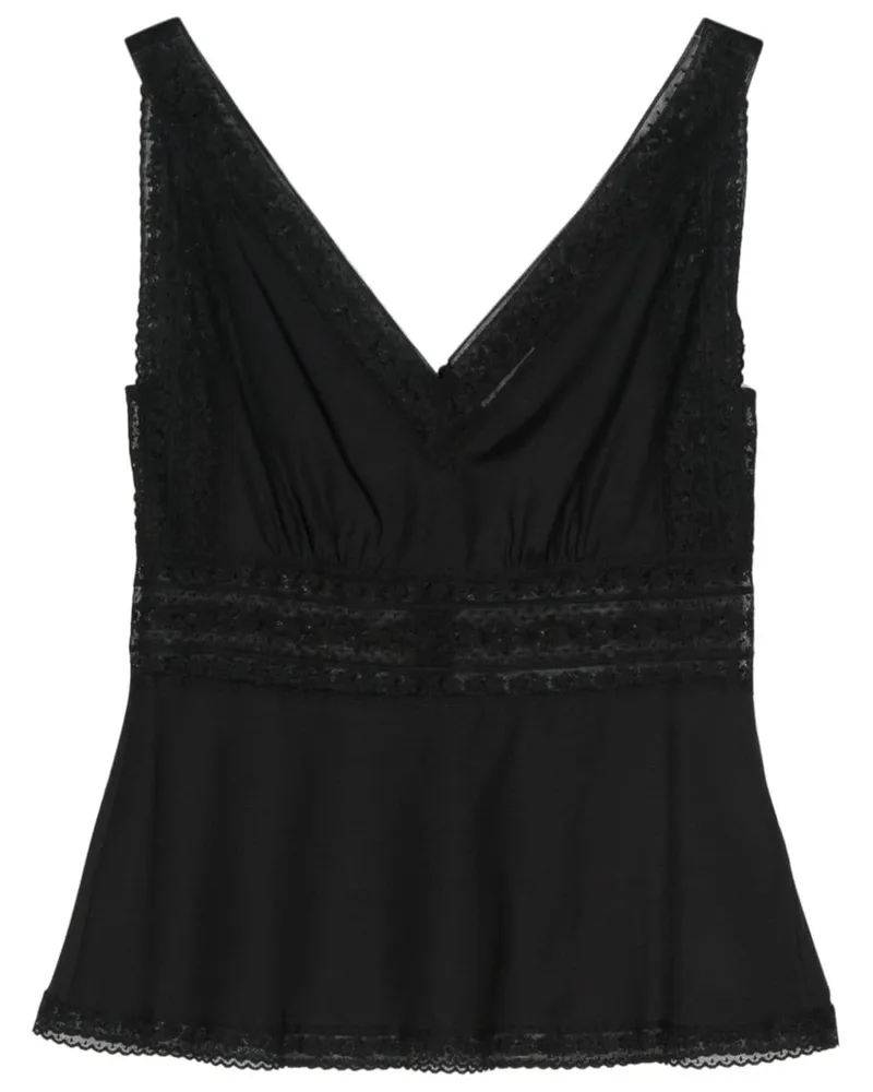 P.A.R.O.S.H. Top mit Spitzendetail - Schwarz Schwarz