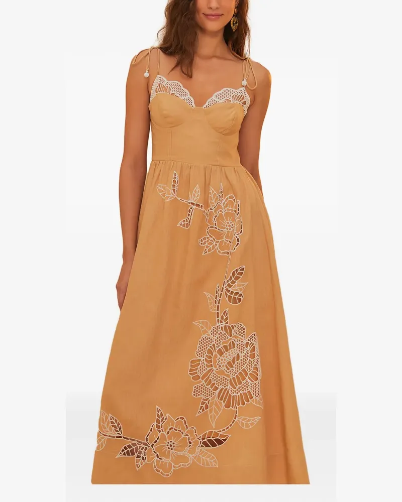 FARM Rio Besticktes Sand Richelieu Kleid - L0029-BEIGE/NATURALS L0029-beige