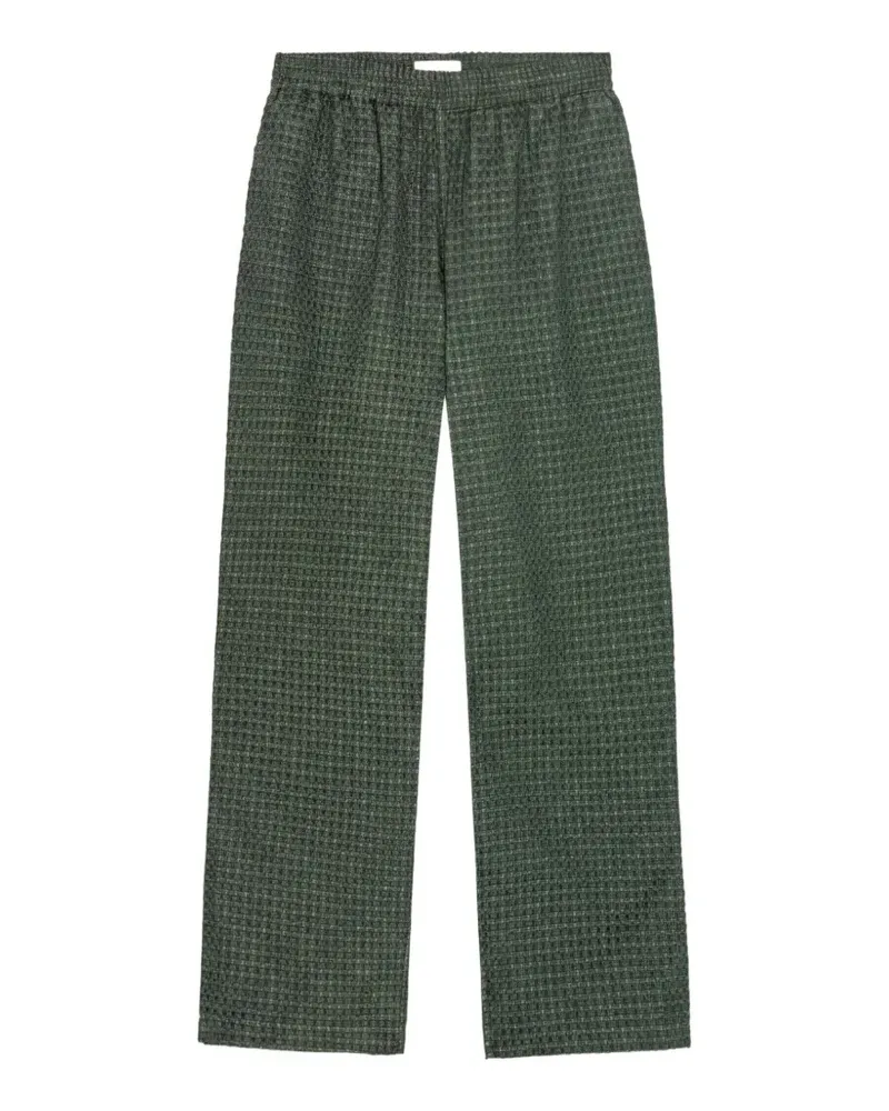 LES DEUX Seersucker elasticated-waist trousers - Grün Grün