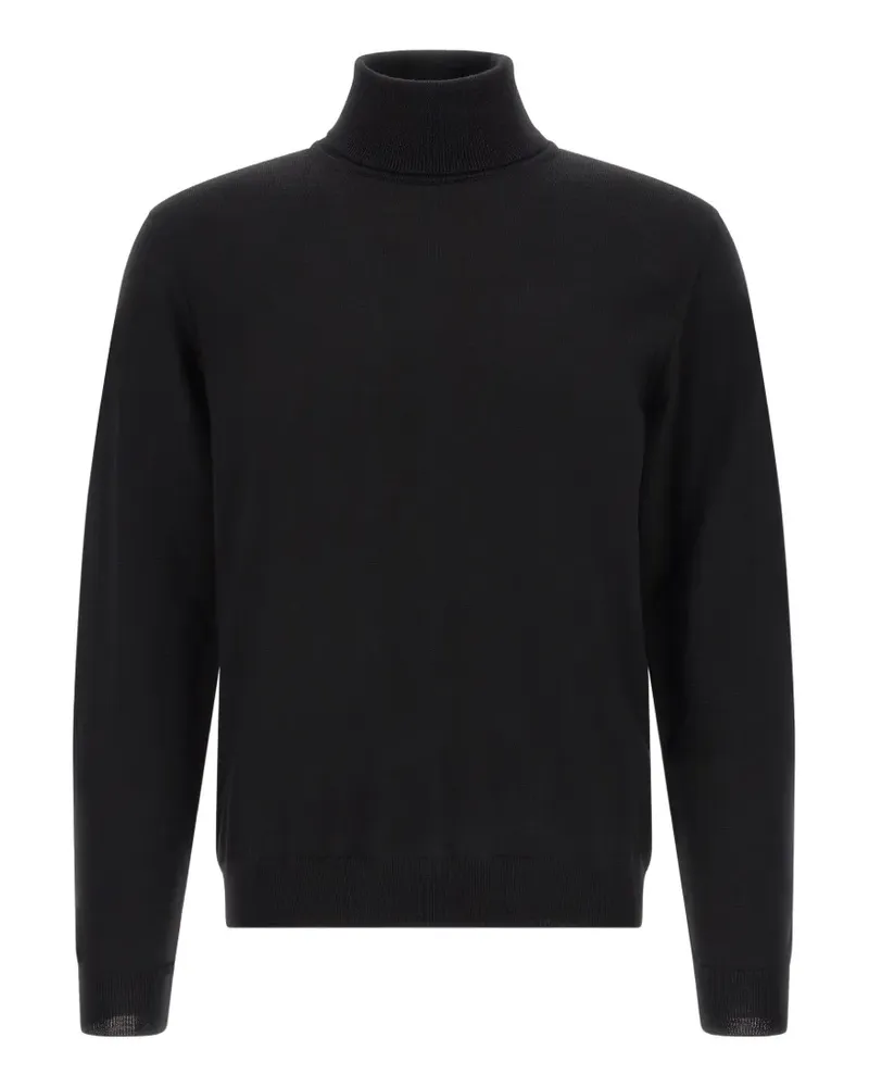Zanone Gerippter Rollkragenpullover - Schwarz Schwarz
