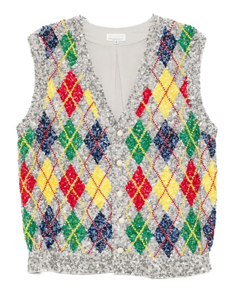 ASHISH Tanktop mit Pailletten - Grau Grau