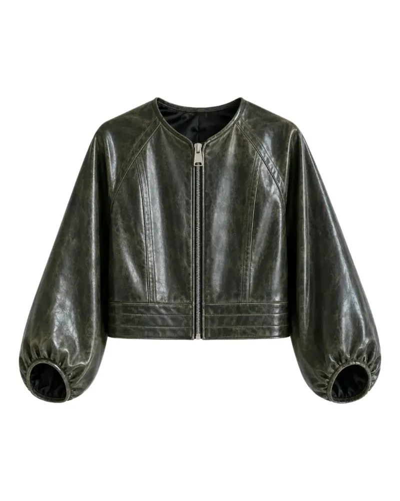 Yigal Azrouel Olive Jacke mit Puffärmeln und Riss-Effekt - Grün Grün