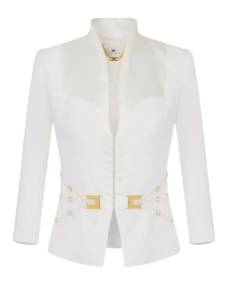 Elisabetta Franchi Blazer mit goldfarbenen Beschlägen - Weiß Weiß