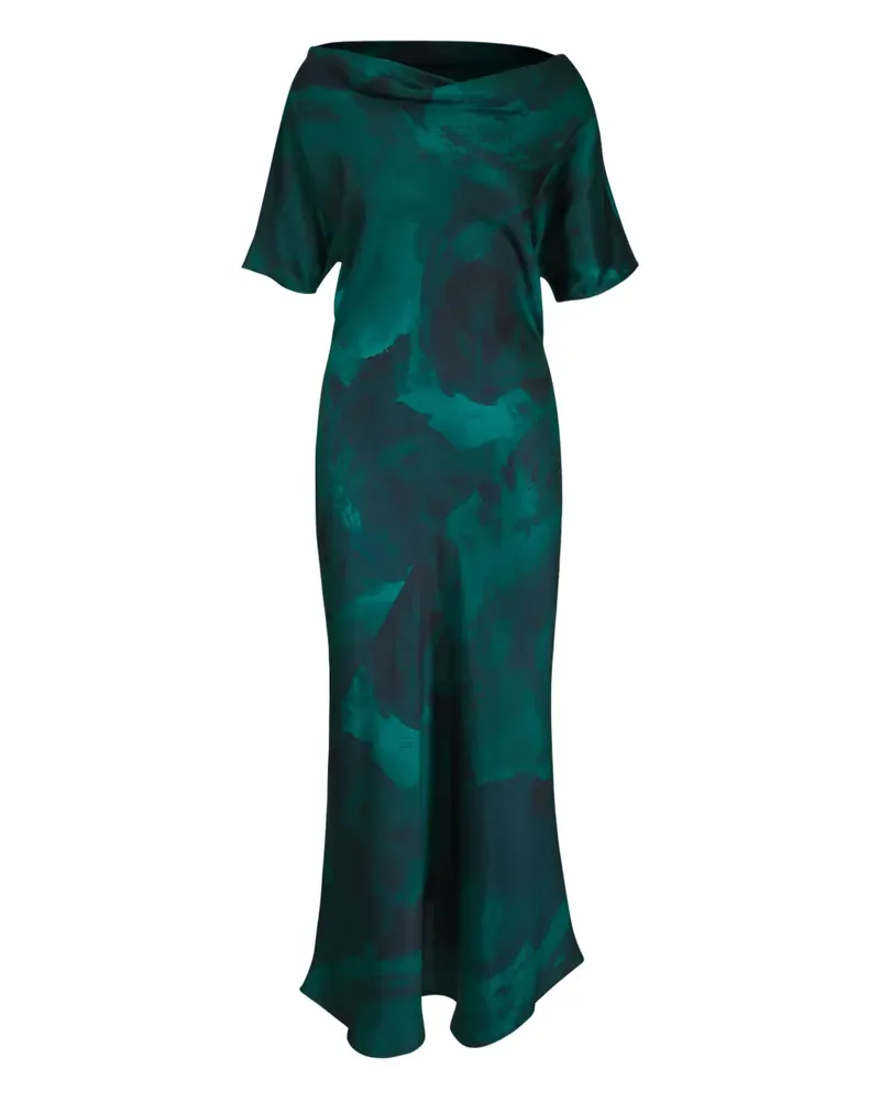Kiton Midikleid mit abstraktem Print - Grün Grün