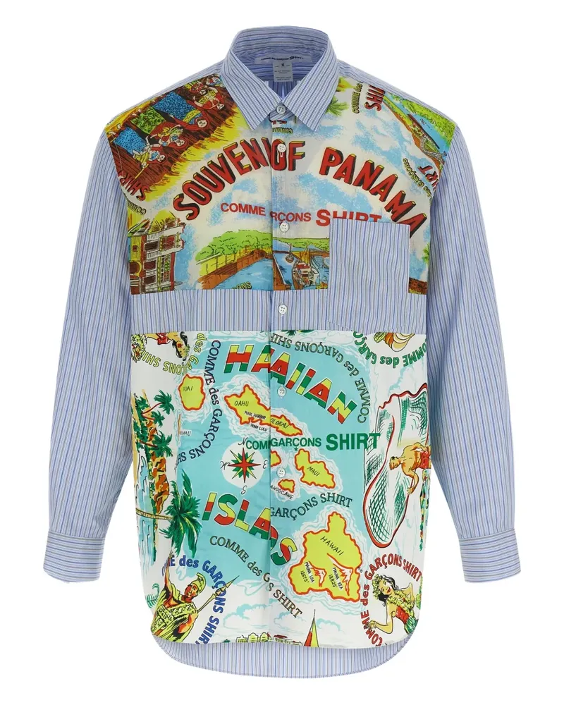 Comme des Garçons striped patterned-insert shirt - Blau Blau