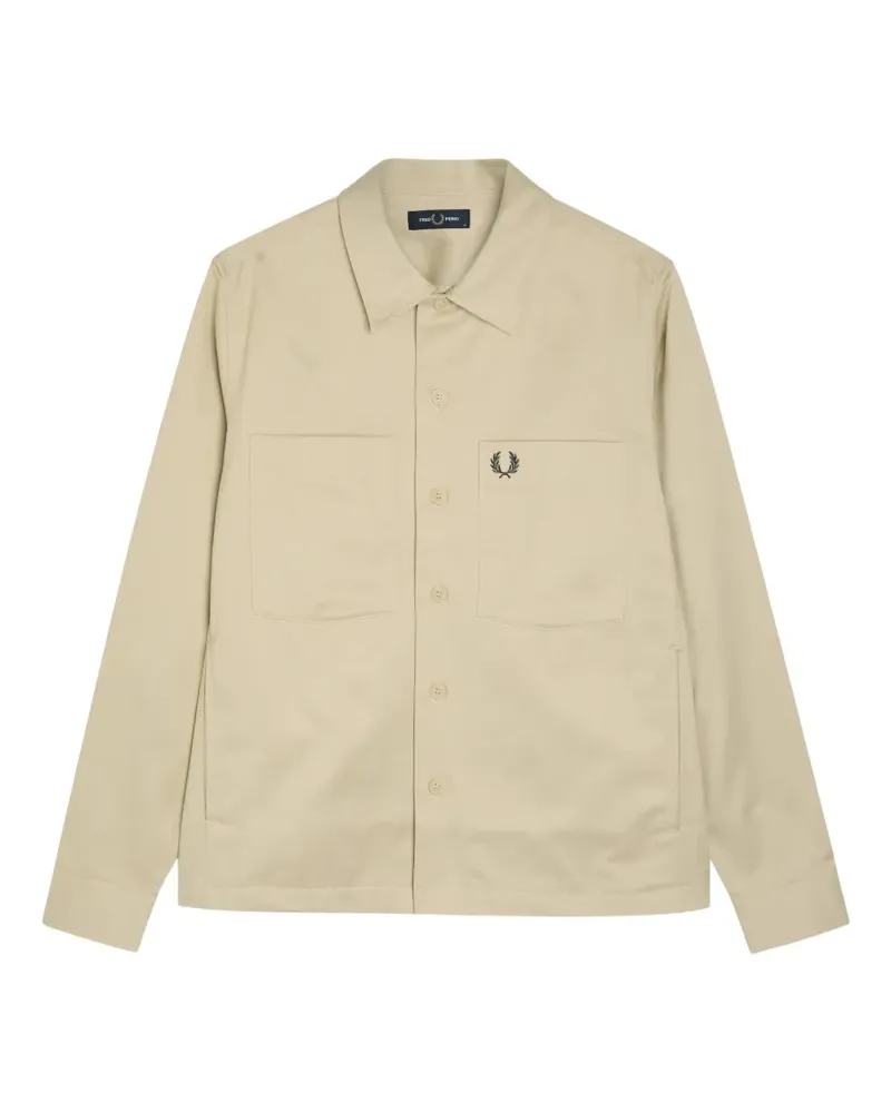 Fred Perry logo-embroidered shirt jacket - Nude Nude